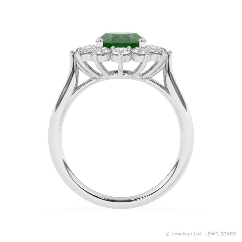 R-87075-EM-W  Lab Diamond & Emerald Cluster Ring