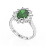 R-87075-EM-W  Lab Diamond & Emerald Cluster Ring F/VS (EGL Report Included)