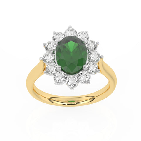 R-87075-EM-Y  Lab Diamond & Emerald Cluster Ring F/VS (EGL Report Included)