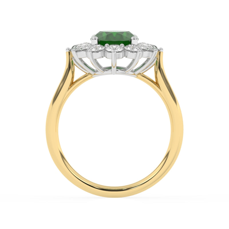 R-87075-EM-Y  Lab Diamond & Emerald Cluster Ring