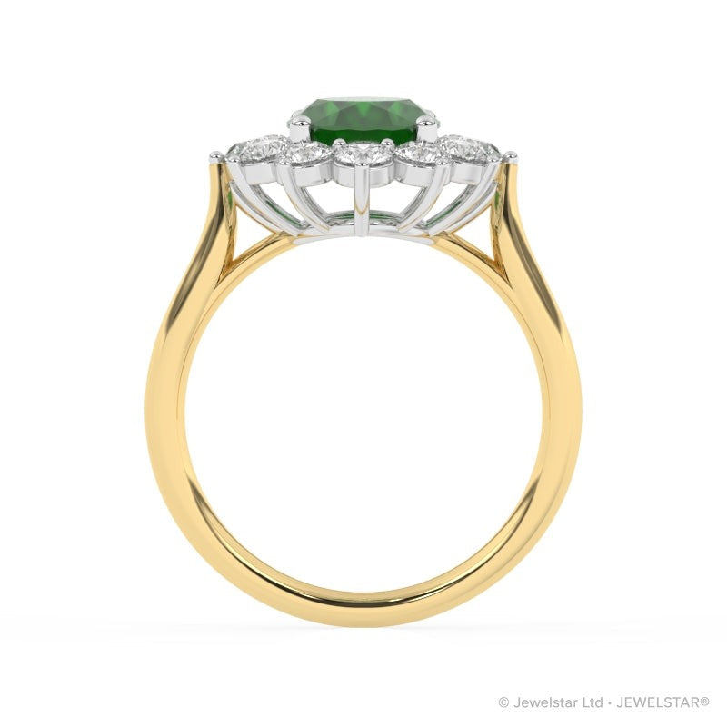 R-87075-EM-Y  Lab Diamond & Emerald Cluster Ring