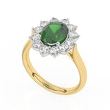 R-87075-EM-Y  Lab Diamond & Emerald Cluster Ring F/VS (EGL Report Included)