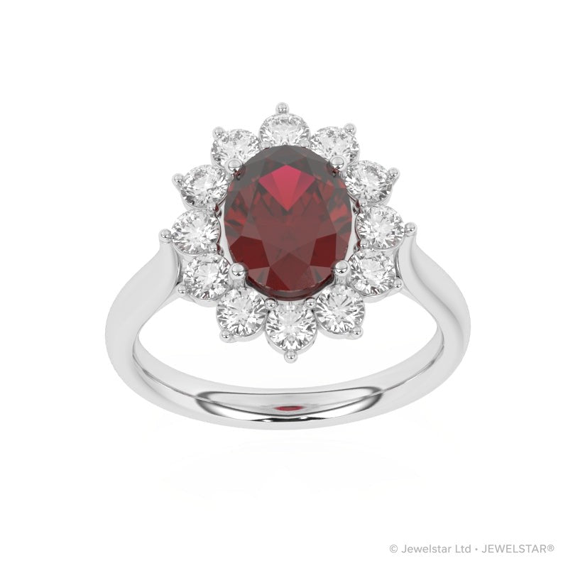 R-87075-RU-W  Lab Diamond & Ruby Cluster Ring