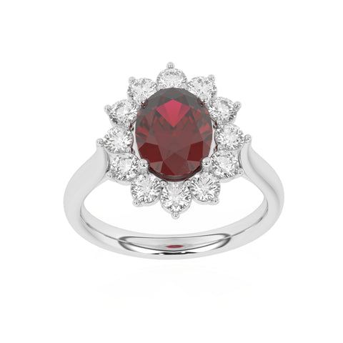 R-87075-RU-W  Lab Diamond & Ruby Cluster Ring F/VS (EGL Report Included)
