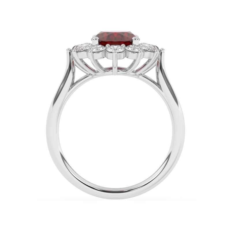 R-87075-RU-W  Lab Diamond & Ruby Cluster Ring