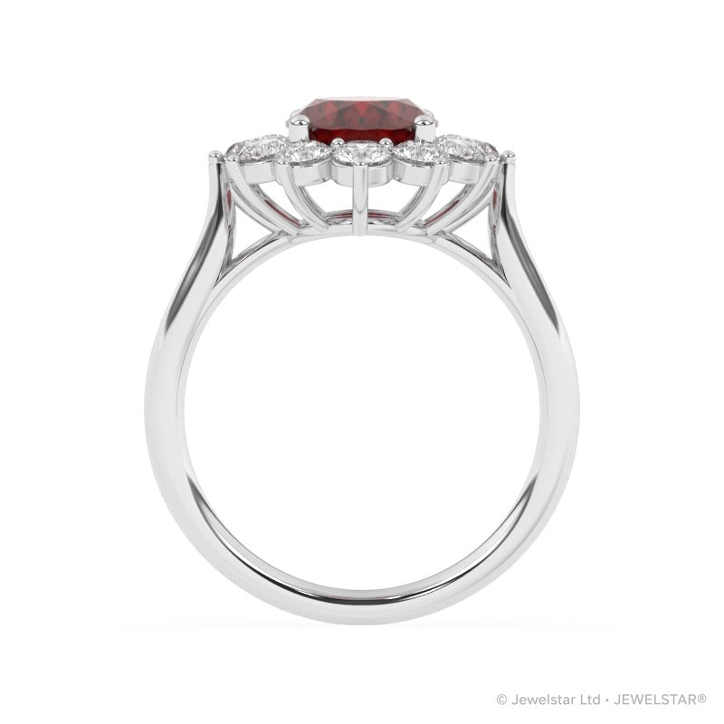 R-87075-RU-W  Lab Diamond & Ruby Cluster Ring