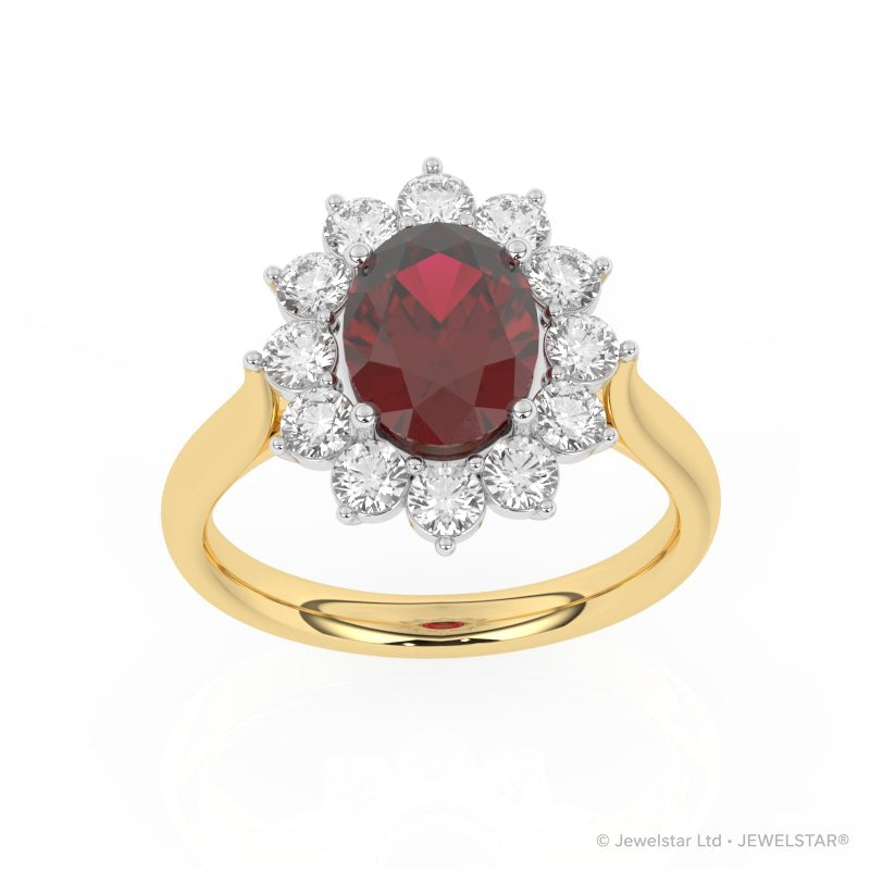 R-87075-RU-Y  Lab Diamond & Ruby Cluster Ring