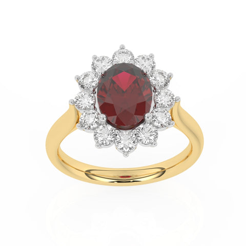 R-87075-RU-Y  Lab Diamond & Ruby Cluster Ring F/VS (EGL Report Included)