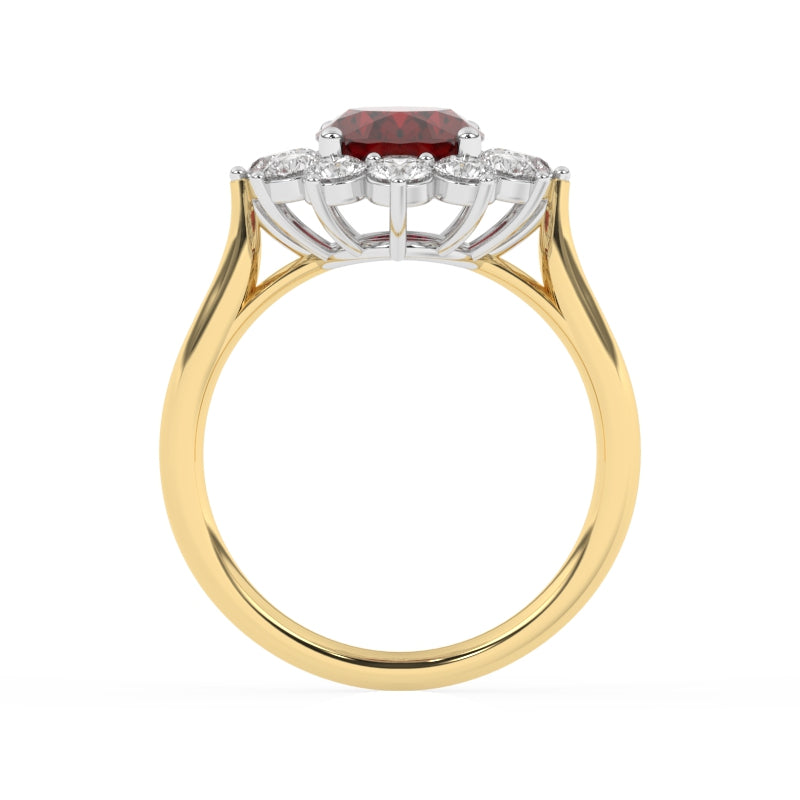 R-87075-RU-Y  Lab Diamond & Ruby Cluster Ring