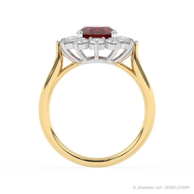 R-87075-RU-Y  Lab Diamond & Ruby Cluster Ring