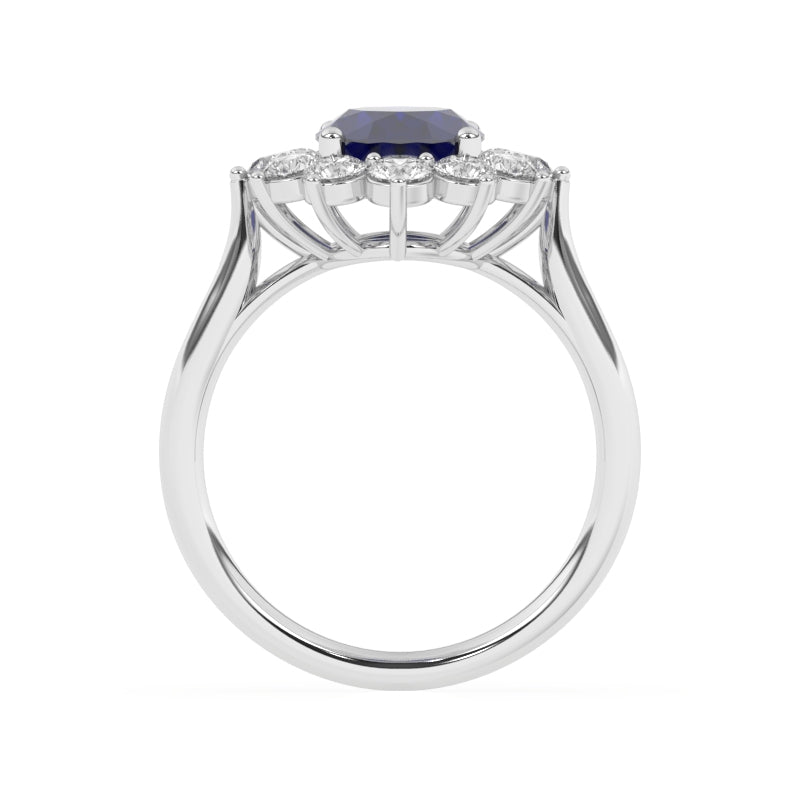 R-87075-SA-W  Lab Diamond & Sapphire Cluster Ring