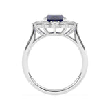 R-87075-SA-W  Lab Diamond & Sapphire Cluster Ring F/VS (EGL Report Included)