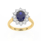 R-87075-SA-Y  Lab Diamond & Sapphire Cluster Ring F/VS (EGL Report Included)