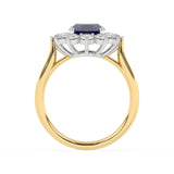 R-87075-SA-Y  Lab Diamond & Sapphire Cluster Ring F/VS (EGL Report Included)