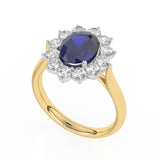 R-87075-SA-Y  Lab Diamond & Sapphire Cluster Ring F/VS (EGL Report Included)