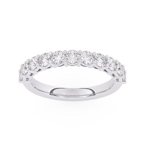 R-87510-AD-W  1.00ct Lab Diamond Eleven Stone Half Eternity Ring (EGL Report Included)