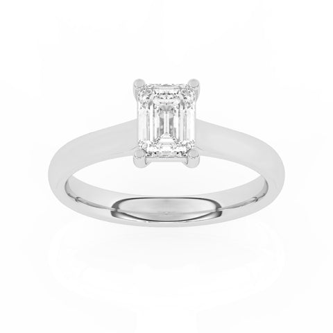 R-88100-AD-W  1.00ct D/VS2 Emerald Cut Lab Diamond Solitaire Ring (IGI Report Included)