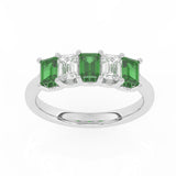 R-88165-EM-W  Lab Diamond & Emerald Five Stone Ring F/VS (EGL Report Included)