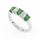 R-88165-EM-W  Lab Diamond & Emerald Five Stone Ring F/VS (EGL Report Included)