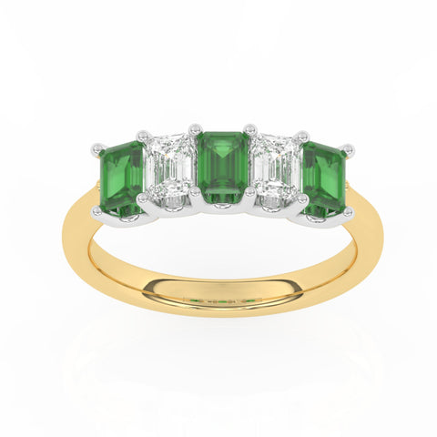 R-88165-EM-Y  Lab Diamond & Emerald Five Stone Ring F/VS (EGL Report Included)