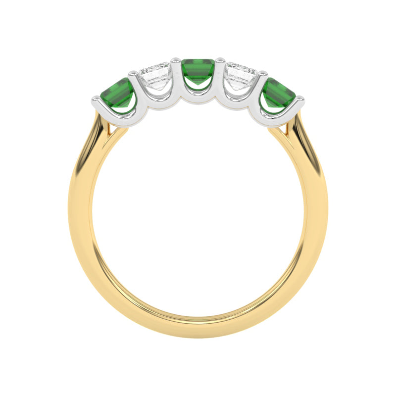 R-88165-EM-Y  Lab Diamond & Emerald Five Stone Ring