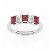 R-88165-RU-W  Lab Diamond & Ruby Five Stone Ring F/VS (EGL Report Included)