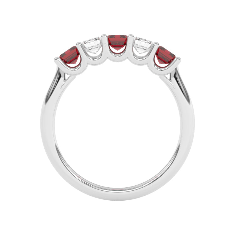 R-88165-RU-W  Lab Diamond & Ruby Five Stone Ring