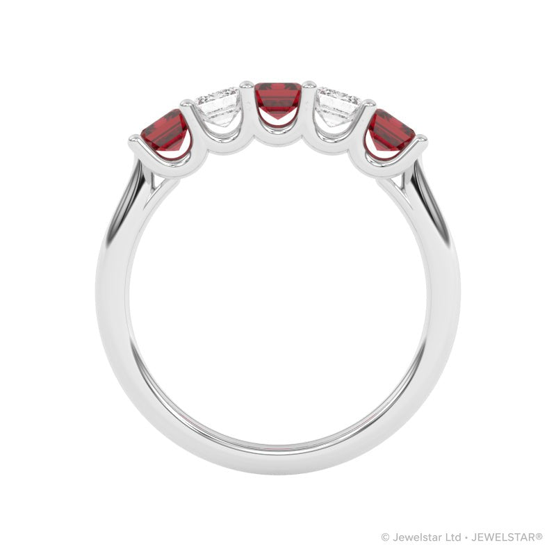 R-88165-RU-W  Lab Diamond & Ruby Five Stone Ring