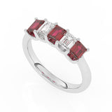 R-88165-RU-W  Lab Diamond & Ruby Five Stone Ring F/VS (EGL Report Included)