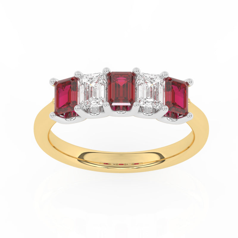 R-88165-RU-Y  Lab Diamond & Ruby Five Stone Ring