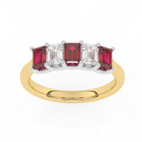 R-88165-RU-Y  Lab Diamond & Ruby Five Stone Ring F/VS (EGL Report Included)