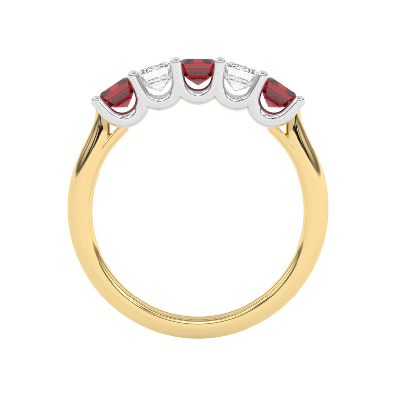 R-88165-RU-Y  Lab Diamond & Ruby Five Stone Ring