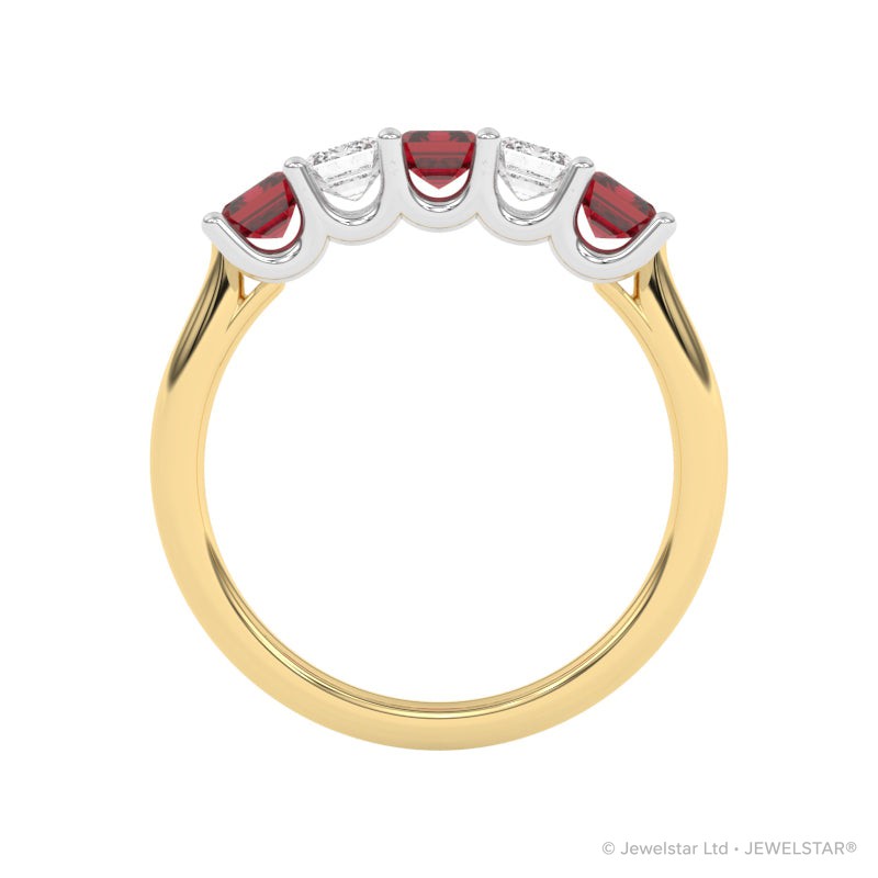 R-88165-RU-Y  Lab Diamond & Ruby Five Stone Ring