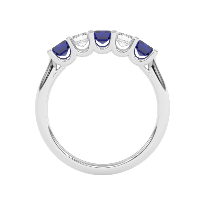 R-88165-SA-W  Lab Diamond & Sapphire Five Stone Ring