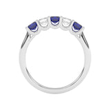 R-88165-SA-W  Lab Diamond & Sapphire Five Stone Ring F/VS (EGL Report Included)