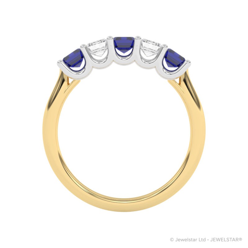 R-88165-SA-Y  Lab Diamond & Sapphire Five Stone Ring