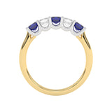 R-88165-SA-Y  Lab Diamond & Sapphire Five Stone Ring F/VS (EGL Report Included)