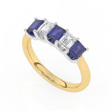 R-88165-SA-Y  Lab Diamond & Sapphire Five Stone Ring F/VS (EGL Report Included)