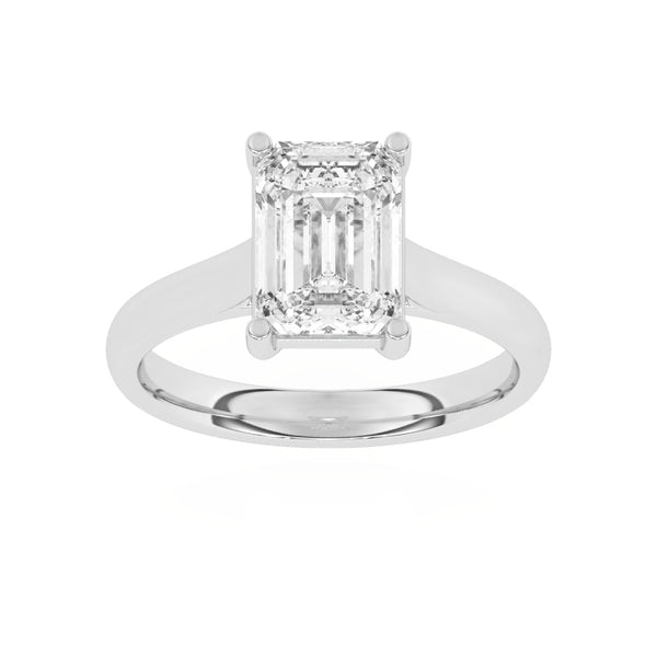 R-88300-AD-W  3.00ct D/VS2 Emerald Cut Lab Diamond Solitaire Ring (IGI Report Included)