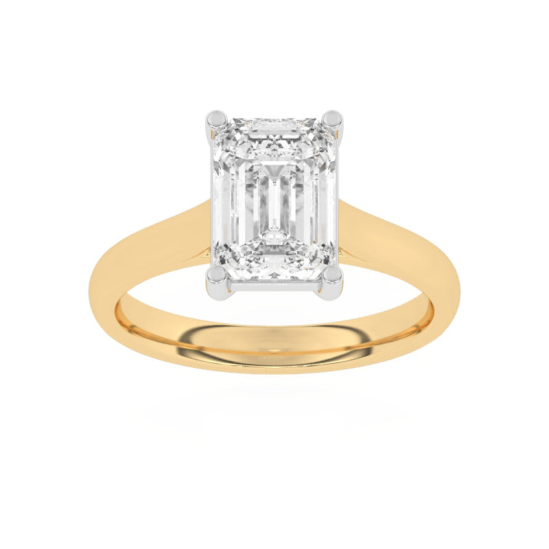 R-88300-AD-Y  3.00ct D/VS2 Emerald Cut Lab Diamond Solitaire Ring (IGI Report Included)