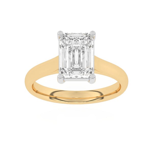 R-88300-AD-Y  3.00ct D/VS2 Emerald Cut Lab Diamond Solitaire Ring (IGI Report Included)
