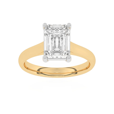 R-88300-AD-Y  3.00ct D/VS2 Emerald Cut Lab Diamond Solitaire Ring (IGI Report Included)