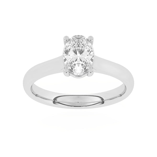R-89100-AD-W  1.00ct D/VS2 Oval Cut Lab Diamond Solitaire Ring (IGI Report Included)
