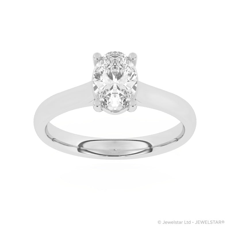 R-89100-AD-W  1.00ct D/VS2 Oval Cut Lab Diamond Solitaire Ring (IGI Report Included)