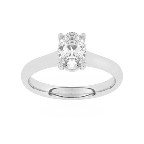 R-89100-AD-W  1.00ct D/VS2 Oval Cut Lab Diamond Solitaire Ring (IGI Report Included)