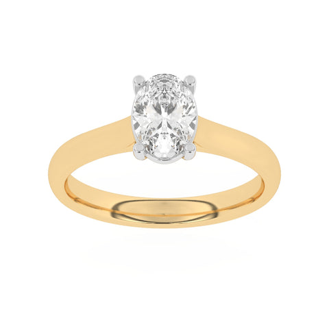 R-89100-AD-Y  1.00ct D/VS2 Oval Cut Lab Diamond Solitaire Ring (IGI Report Included)