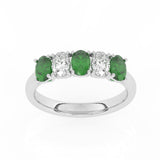 R-89165-EM-W  Lab Diamond & Emerald Five Stone Ring F/VS (EGL Report Included)