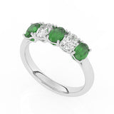 R-89165-EM-W  Lab Diamond & Emerald Five Stone Ring F/VS (EGL Report Included)