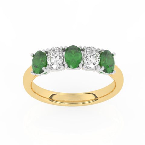 R-89165-EM-Y  Lab Diamond & Emerald Five Stone Ring F/VS (EGL Report Included)