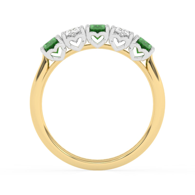 R-89165-EM-Y  Lab Diamond & Emerald Five Stone Ring